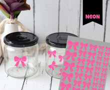 Neon Rub-On Sticker - Schleifen - Pink - Tante Henni Rubon - vielfältig nutzbar