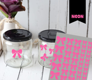Neon Rub-On Sticker - Schleifen - Pink - Tante Henni Rubon - vielfältig nutzbar