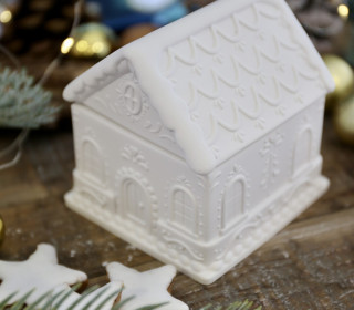 Silikon - Gießform - Lebkuchenhaus - Klein - Dose - Kerzengefäß - 3oz - mit Manschette - offizieller Partner von Boowan Nicole - vielfältig nutzbar