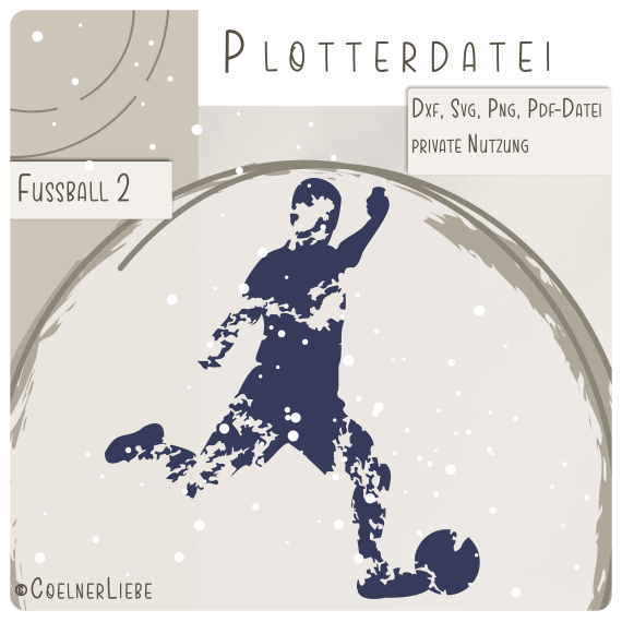 Plotterdatei Fussball 2 - Spieler in Bewegung | Grunge-Look