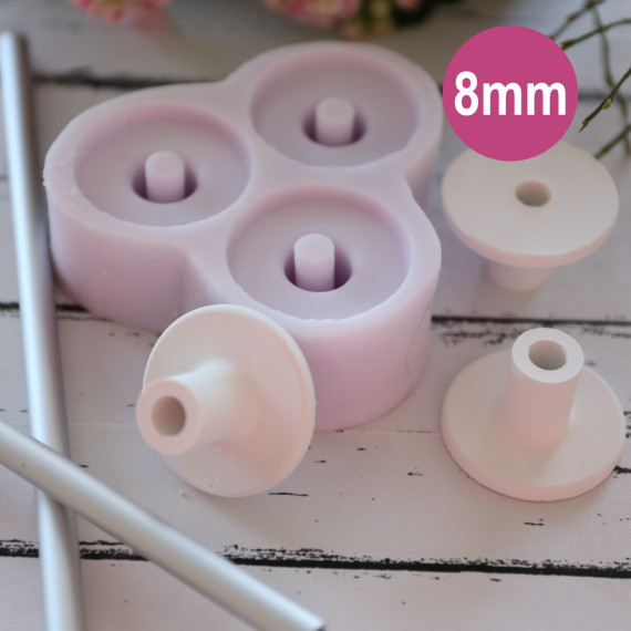 Silikon - Gießform - 8mm Stabhalterung - 3fach-Form - Fuß für Stäbe - vielfältig nutzbar