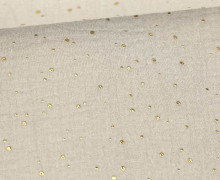 Musselin - Muslin - Double Gauze - 3D - Goldpunkte - Glänzend - Sand