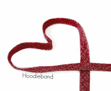 1m flache Kordel - Hoodieband - 15mm - Kapuzenband - Meliert - Weinrot