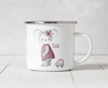 Emaille Becher - Rainbow Love - Maus Tilda - Stickherz