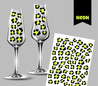 Neon Rub-On Sticker - Leo Muster - Gelb - Tante Henni Rubon - vielfältig nutzbar