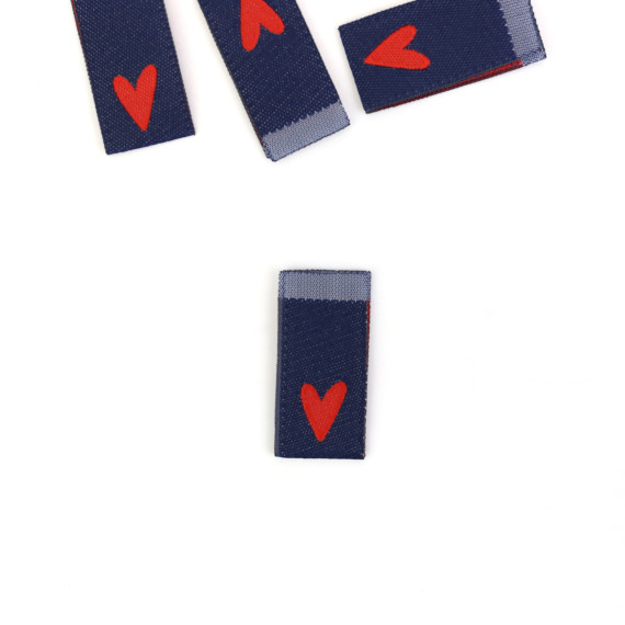 1 Label - Herz - Stahlblau/Rot - jojulein design