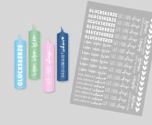 DIN A4 - Tattoofolie - Gute Laune Kerze - Weiß - für 10cm Stabkerzen / Keramik