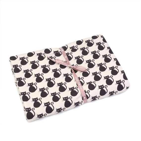 1,65m Zuschnitt - Jersey - Black Kitties - Halloween - Offwhite - Bio-Qualität
