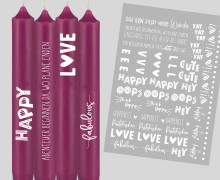 DIN A4 - Tattoofolie - Happiness - Weiß - für Kerzen / Keramik