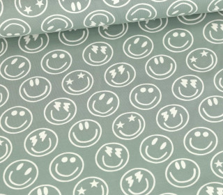 Jersey - Happy Faces - Lichtgrün/Warmweiß