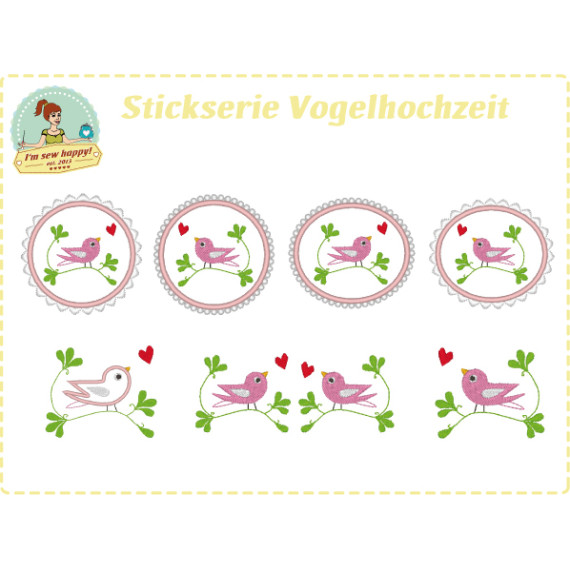 Stick Datei -   Vogelhochzeit Stickserie