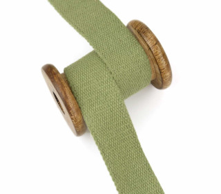 1m Weiches Gurtband - Uni - Baumwolle - 30mm - Stärke 2,0mm - Schilfgrün