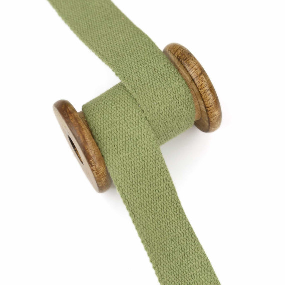 1m Weiches Gurtband - Uni - Baumwolle - 30mm - Stärke 2,0mm - Schilfgrün