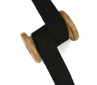1m Weiches Gurtband - Uni - Baumwolle - 30mm - Stärke 2,0mm - Schwarz
