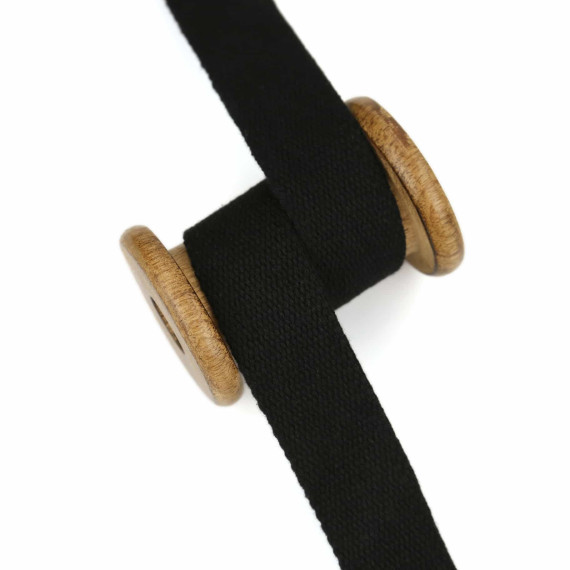 1m Weiches Gurtband - Uni - Baumwolle - 30mm - Stärke 2,0mm - Schwarz