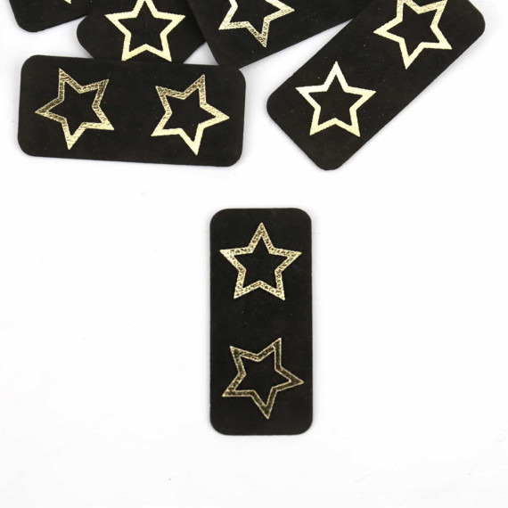 1 KUNSTLEDER LABEL - Schwarz/Gold - Sterne