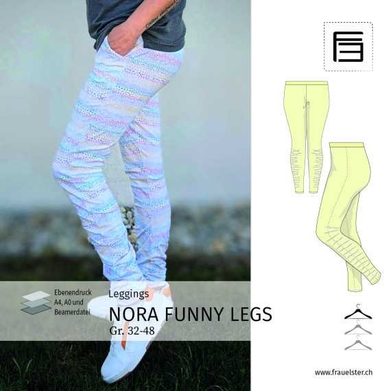 Leggings Nora Funny Legs Gr. 32-48 / Digitale Nähanleitung mit Schnittmuster in A0-, A4- und Beamerformat