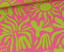 Viskose - Webware - Popeline - Tropical - Fuchsia/Kiwigrün