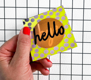 1 Flippatch - 1 Label = 2 Motive - Kippen - Wechselmotiv - zum Aufnähen - Cherry Picking - hello/bye
