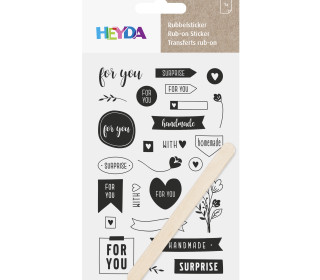 1 Bogen Rubbelsticker - Inkl. Holzstick - For You - Schwarz