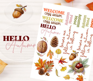 Rub-On Sticker - Welcome cozy season - Herbst - perfekt für Acrylplatten - Tante Henni Rubon - vielfältig nutzbar