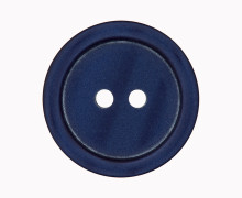 1 Polyesterknopf - 23mm - 2-Loch - Erhabener Rand - Nachtblau