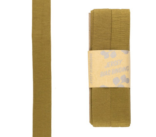 3 Meter Schrägband - Viskose Jersey - Olivgelb - Dehnbar - 2,0cm x 3m - Zugeschnitten