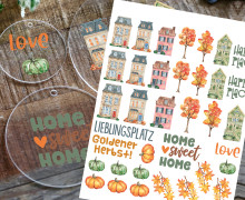 Rub-On Sticker - Süße herbstliche Häuser - perfekt für Acrylplatten - Tante Henni Rubon - vielfältig nutzbar