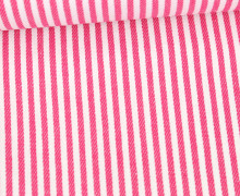 Jeans-Stoff - Webware - Schmale Streifen - Gestreift - Nicht Elastisch - Weiß/Pink