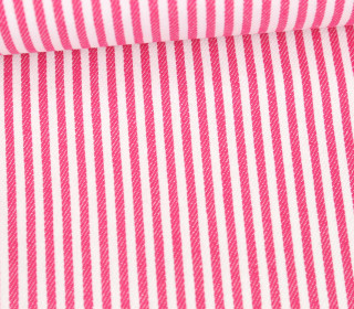 Jeans-Stoff - Webware - Schmale Streifen - Gestreift - Nicht Elastisch - Weiß/Pink