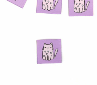 1 Label - Katze - Flieder - Katzengold Design