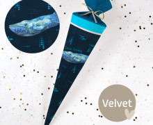 DIY-Nähset Schultüte - Wal - Dunkelblau - Velvet - zum selber Nähen