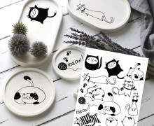 Rub-On Sticker - Katzen - meow! - Tante Henni Rub-Ons - vielfältig nutzbar