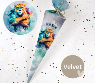 DIY-Nähset Schultüte - Angry Lion - Splash - Velvet - zum selber Nähen