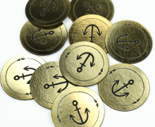 1 KUNSTLEDER LABEL - Anker - Gold - Rund