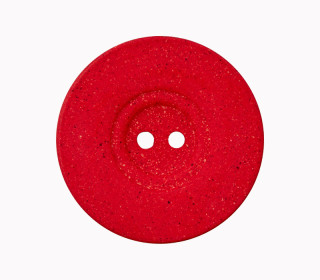 1 Polyesterknopf - 15mm - 2-Loch - Pflanzliche Fasern - Rot
