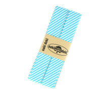 3 Meter Schrägband - Schrägstreifen - 2,0cm x 3m - Zugeschnitten - oaki doki - Weiß/Türkis