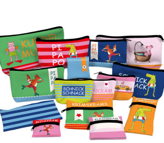 DIY-Nähset - Softshell - Fleece - 15 Stift - und Kramtaschen - fröhliche Tierfreunde - ela ideen - abby and amy