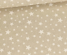 Half Panama Premium -  Baumwolle - White Stars - Weihnachten - Beige