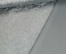 Velours - samtähnliche Textur - Crushed - 170g - Uni - Schimmernd - Hellgrau