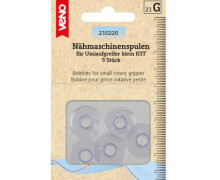 5 Nähmaschinenspulen - Umlaufgreifer - Ø 21,2mm - Kunststoff - Transparent