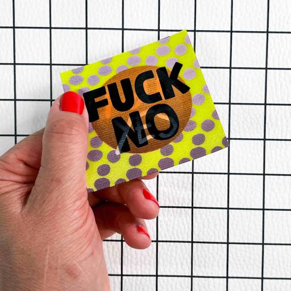 1 Flippatch - 1 Label = 2 Motive - Kippen - Wechselmotiv - zum Aufnähen - Cherry Picking - FUCK NO/hell YES