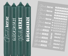 DIN A4 - Tattoofolie - Glückskerze - Verschiedene Schriftarten - Weiß - für Kerzen / Keramik