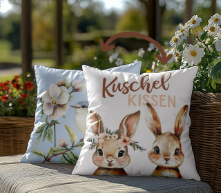 Genähtes Kissen inkl. Inlet -  Delightful Bunnies - Kuschelkissen - Mein Hanseherz