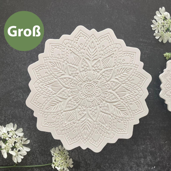 Silikon - Gießform - Untersetzer - Dekoteller - Mandala Blüte - Groß - vielfältig nutzbar