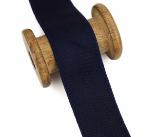 1m Gummiband - Uni - Leicht Schimmernd - 40mm - Stahlblau