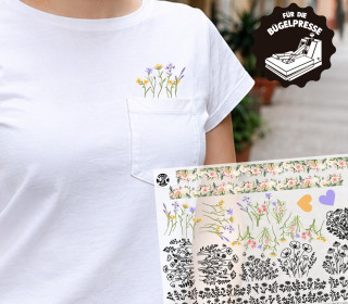 Onkel Bo's Bügelbilder - DIN A4 - Blumen - Borte - Brusttasche