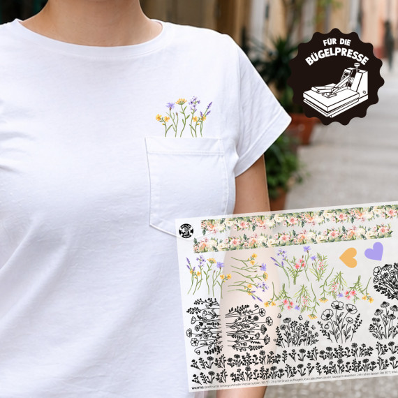 Onkel Bo's Bügelbilder - DIN A4 - Blumen - Borte - Brusttasche
