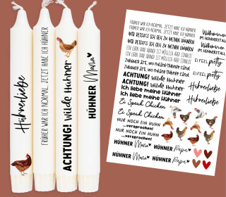 DIN A4 - Tattoofolie - Hühnerliebe - für Kerzen / Keramik