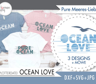 PLOTTERDATEI - OCEAN LOVE - Meer + Möwe - Plots - Design von formenfroh - dxf + svg + jpg